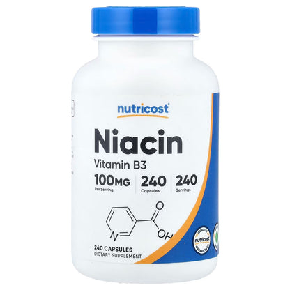 Nutricost Niacin (Vitamin B3) 100mg – 240 Capsules, Flushing Niacin, Non-GMO & Gluten-Free, 2 Pack