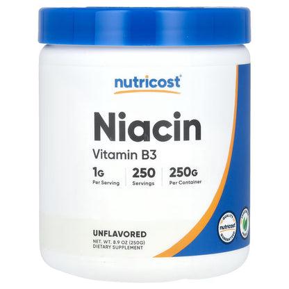 Nutricost Niacin (Vitamin B3) Powder 250g – High-Potency Niacin Supplement, May Cause Flush