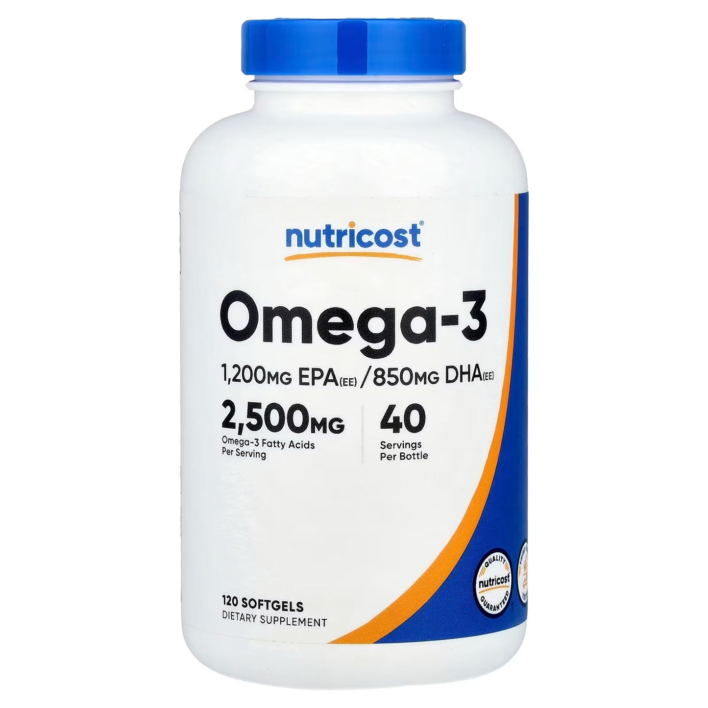 Nutricost Omega-3 Fish Oil 2500mg – 120 Softgels | 1200mg EPA & 850mg DHA, Wild-Caught