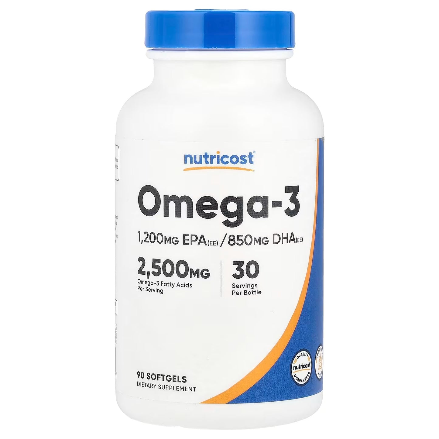Nutricost Omega-3 Fish Oil 2500mg – 120 Softgels, 40 Servings, High-Potency Fish Oil Supplement