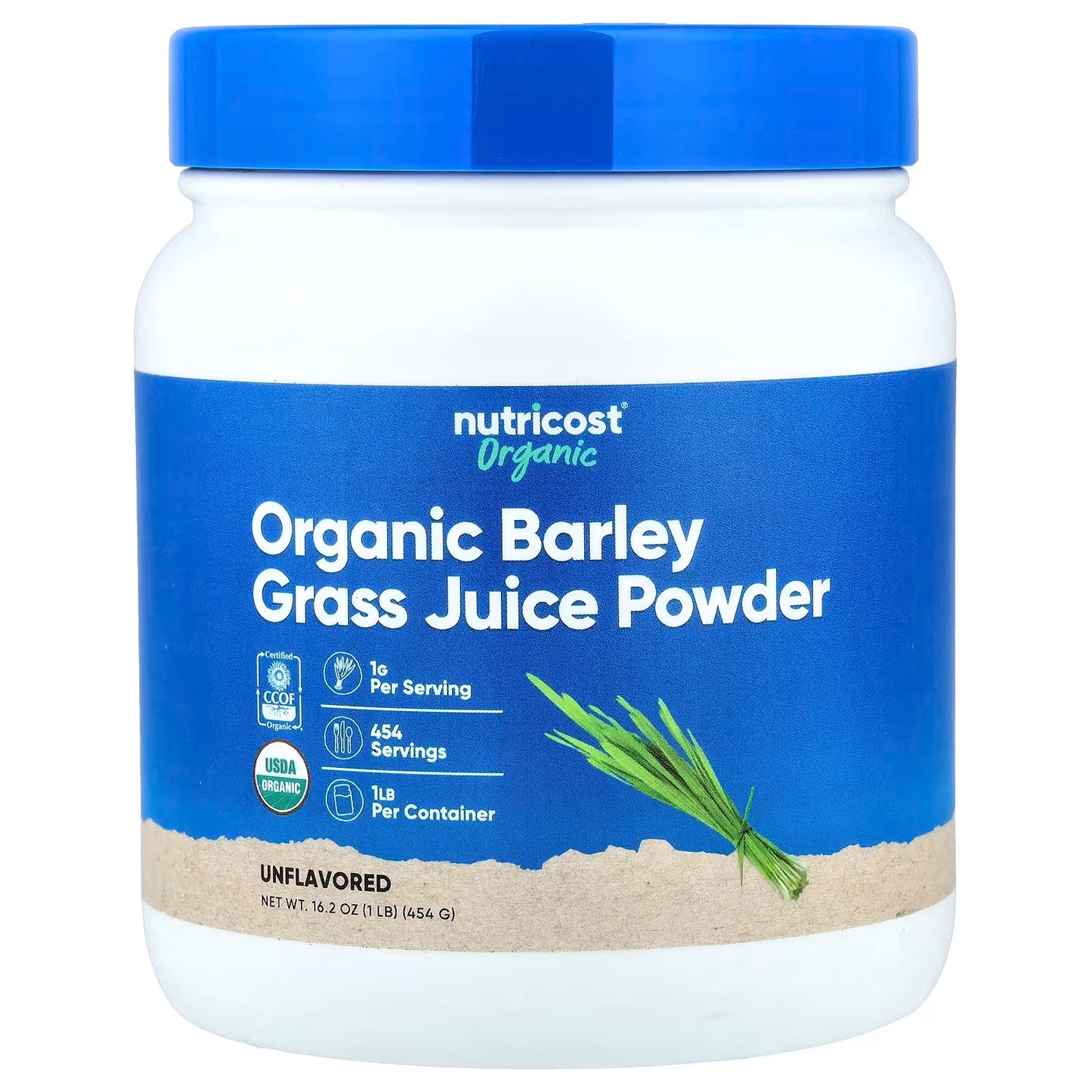 Nutricost Organic Barley Grass Juice Powder 1 lb (454g) – Unflavored, USDA Organic Superfood Supplement