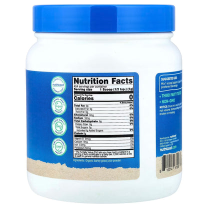 Nutricost Organic Barley Grass Juice Powder 1 lb (454g) – Unflavored, USDA Organic Superfood Supplement