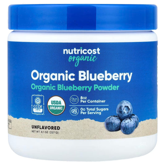 Nutricost Organic Blueberry Powder 227g (8 oz) – Pure Blueberry Powder, Gluten-Free & GMO-Free