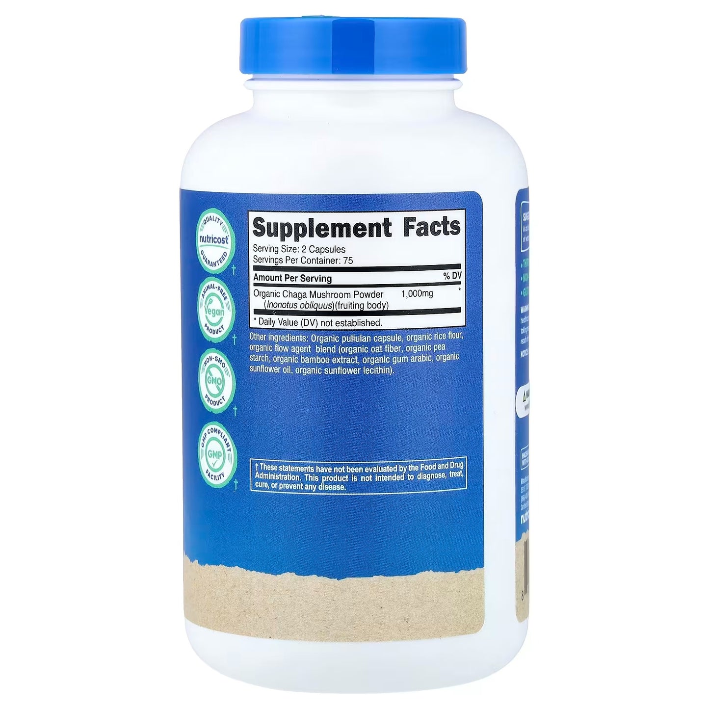 Nutricost Organic Chaga Mushroom 1000mg – 150 Capsules, Gluten-Free Functional Mushroom Supplement