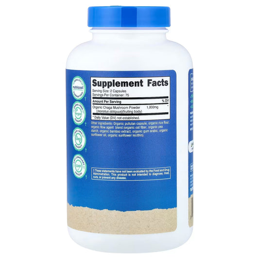 Nutricost Organic Chaga Mushroom 1000mg – 150 Capsules, Gluten-Free Functional Mushroom Supplement
