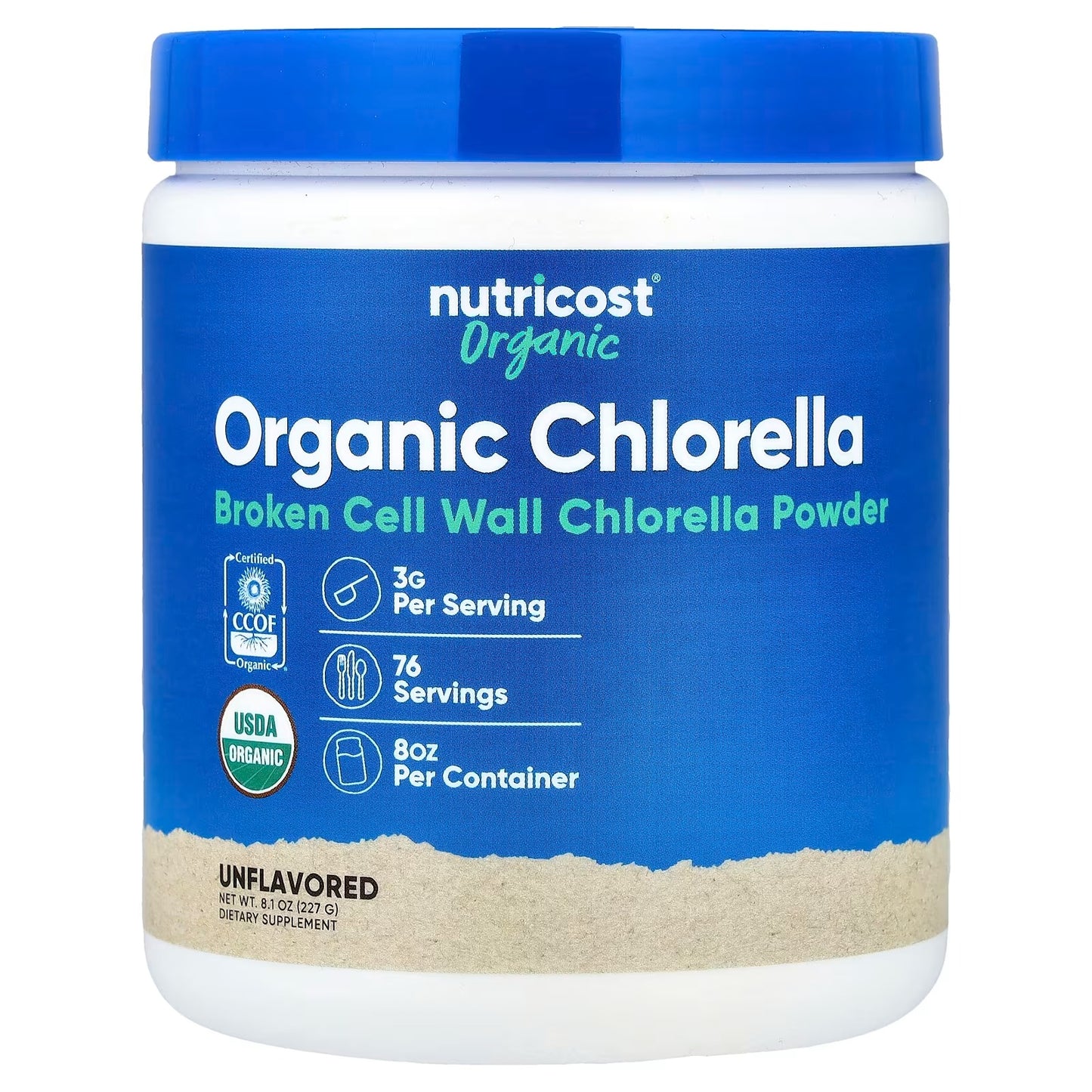 Nutricost Organic Chlorella Powder 1 lb (454g) – 3g Per Serving, Organic Superfood Supplement