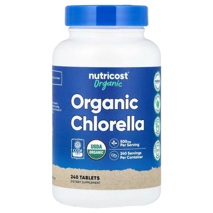 Nutricost Organic Chlorella 500mg – 240 Tablets, Gluten-Free & Non-GMO Green Superfood Supplement
