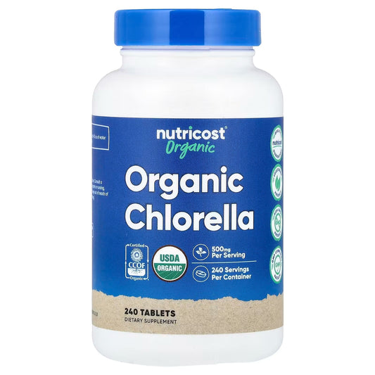 Nutricost Organic Chlorella 500mg – 240 Tablets, Gluten-Free & Non-GMO Green Superfood Supplement