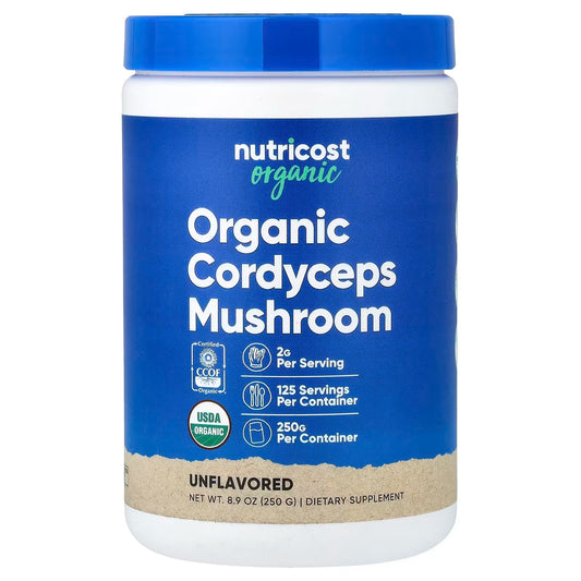 Nutricost Organic Cordyceps Mushroom Powder 250g – USDA Certified Organic Functional Mushroom Powder