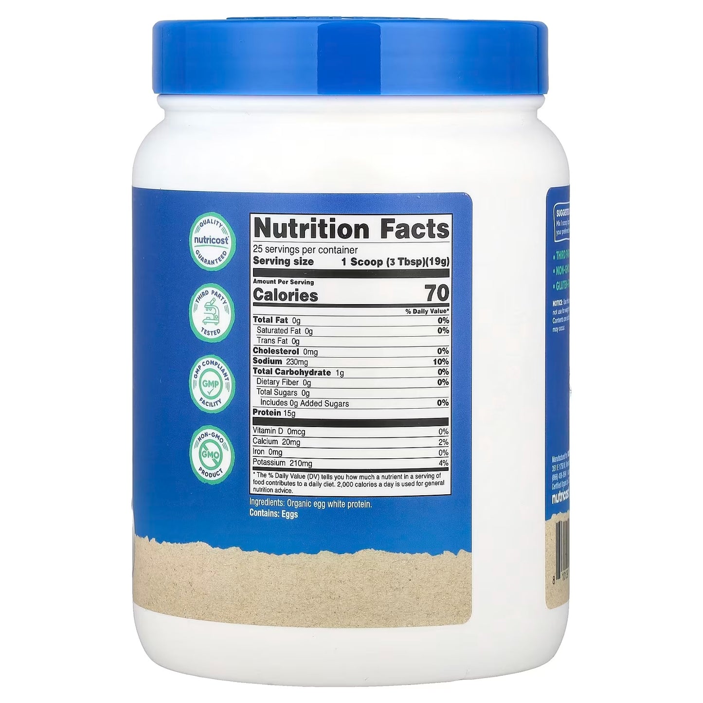 Nutricost Egg White Protein Powder 1 lb (454g) – Unflavored, Non-GMO & Gluten-Free Protein Supplement