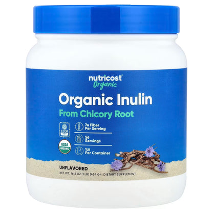 Nutricost Organic Inulin Powder 1 lb (454g) – USDA Certified Organic Prebiotic Fiber Supplement