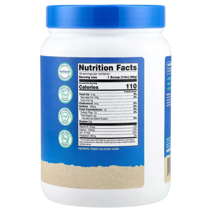 Nutricost Organic Pea Protein Powder 1 lb (454g) – Unflavored Plant-Based Protein Supplement