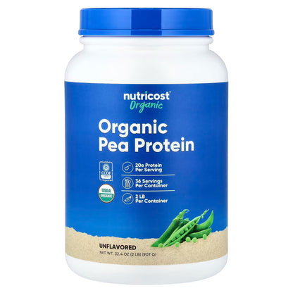 Nutricost Organic Pea Protein Isolate Powder 2 lbs (907g) – Unflavored Plant-Based Protein