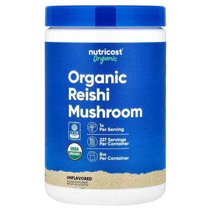 Nutricost Organic Reishi Mushroom Powder 0.5 lb (8oz) – Gluten-Free & GMO-Free Functional Mushroom Supplement