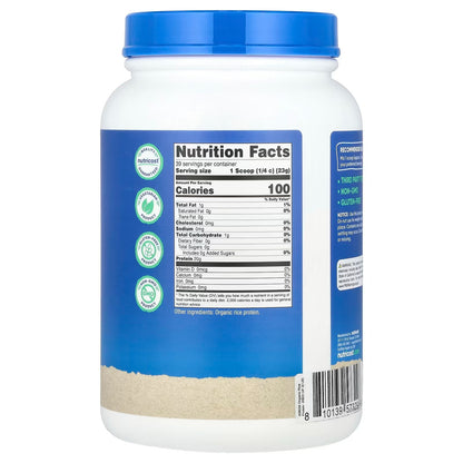 Nutricost Organic Rice Protein Powder 2 lbs (907g) – Brown Rice Protein, Gluten-Free Plant-Based Supplement