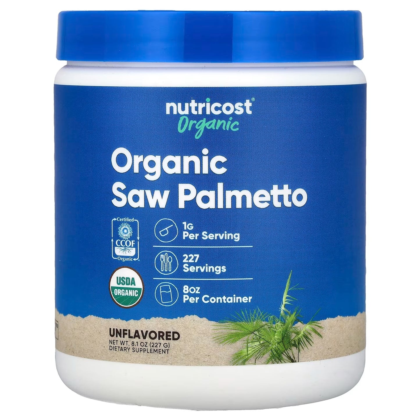 Nutricost Organic Saw Palmetto Powder 8.1oz (230g) – Natural Herbal Supplement