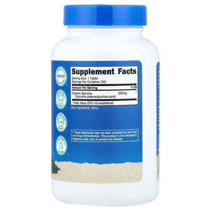 Nutricost Organic Spirulina 500mg – 240 Tablets, Gluten-Free & Non-GMO Superfood Supplement