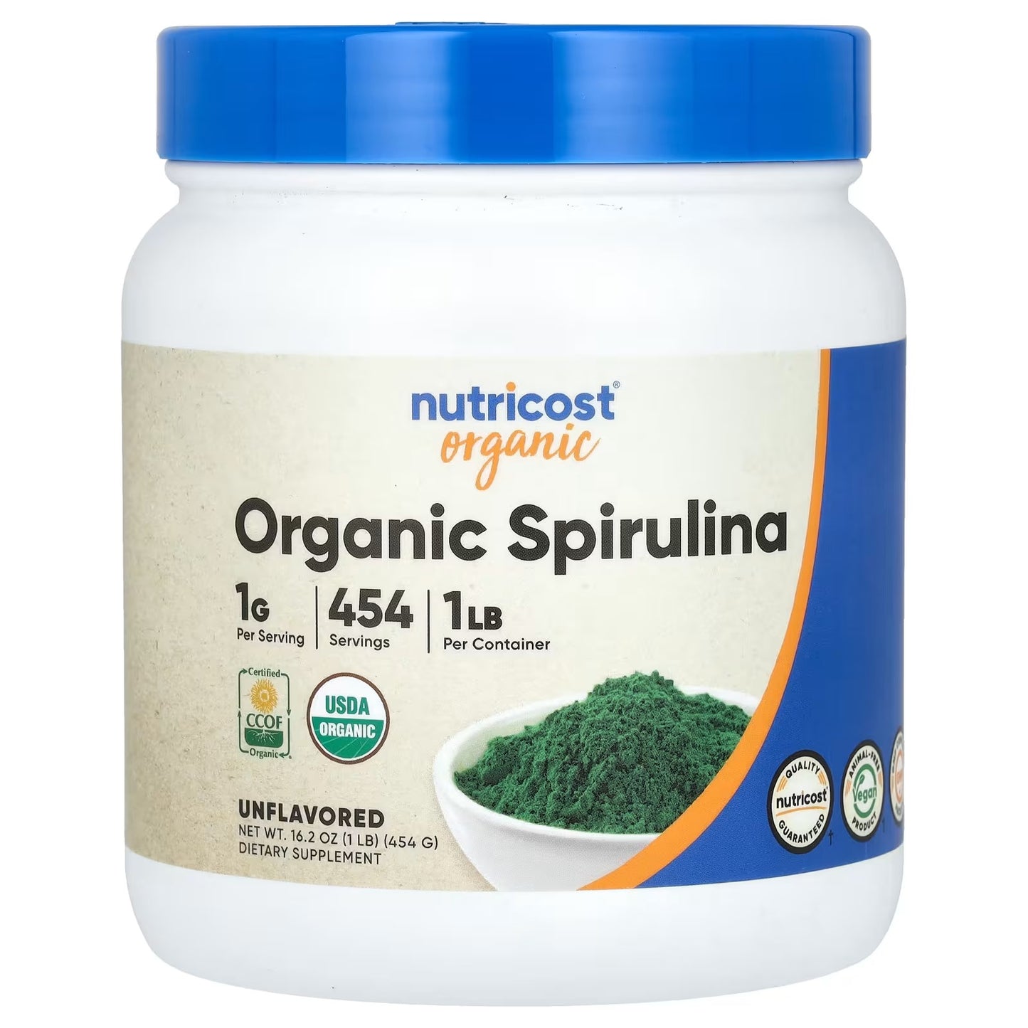 Nutricost Organic Spirulina Powder 1 lb (454g) – Pure Vegan Superfood Supplement