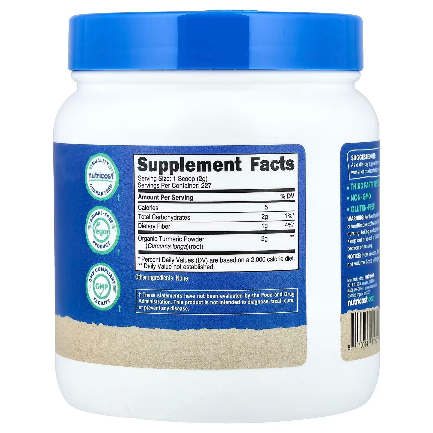 Nutricost Organic Turmeric Root Powder 1 lb (454g) – USDA Certified Organic Turmeric