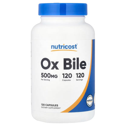 Nutricost Ox Bile 500mg – 120 Capsules, Gluten-Free & GMO-Free Digestive Supplement