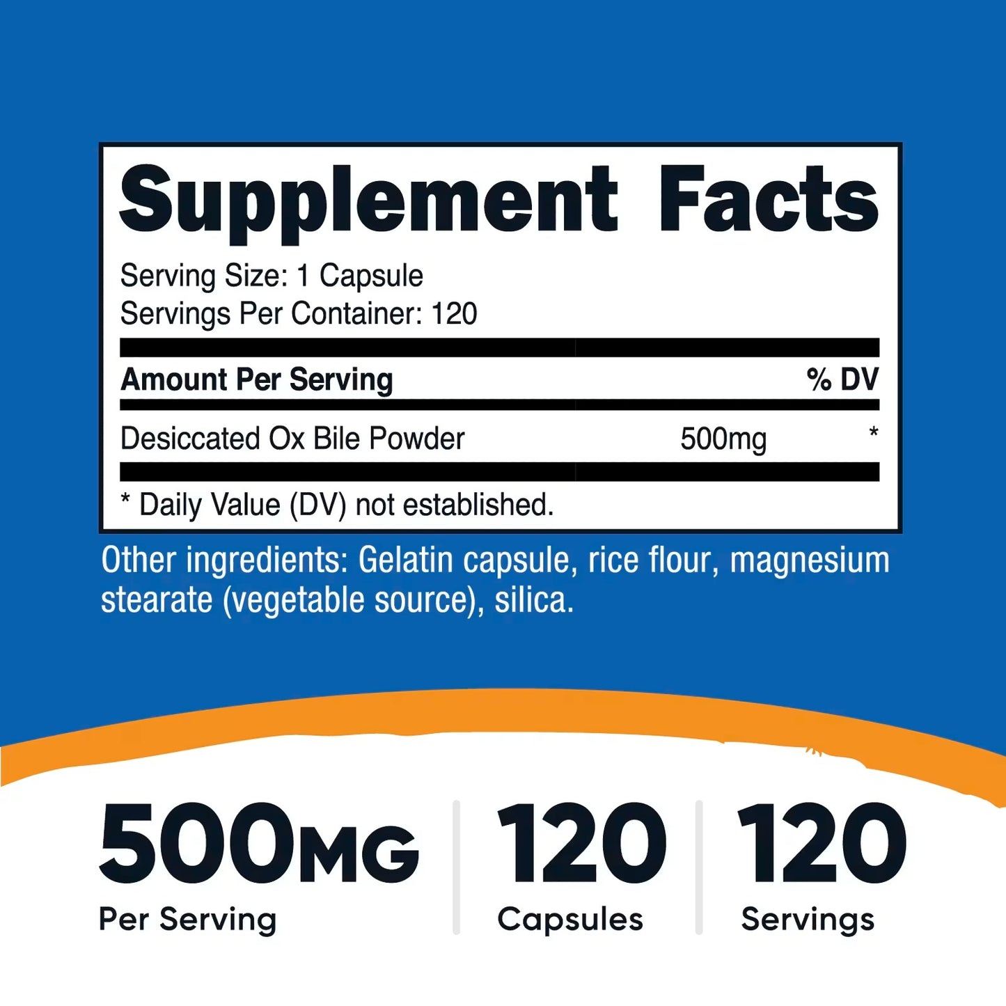 Nutricost Ox Bile 500mg – 120 Capsules, Gluten-Free & GMO-Free Digestive Supplement