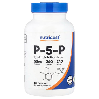 Nutricost P5P Vitamin B6 100mg – 240 Capsules, Pyridoxal-5-Phosphate, Vegetarian, Gluten-Free & GMO-Free