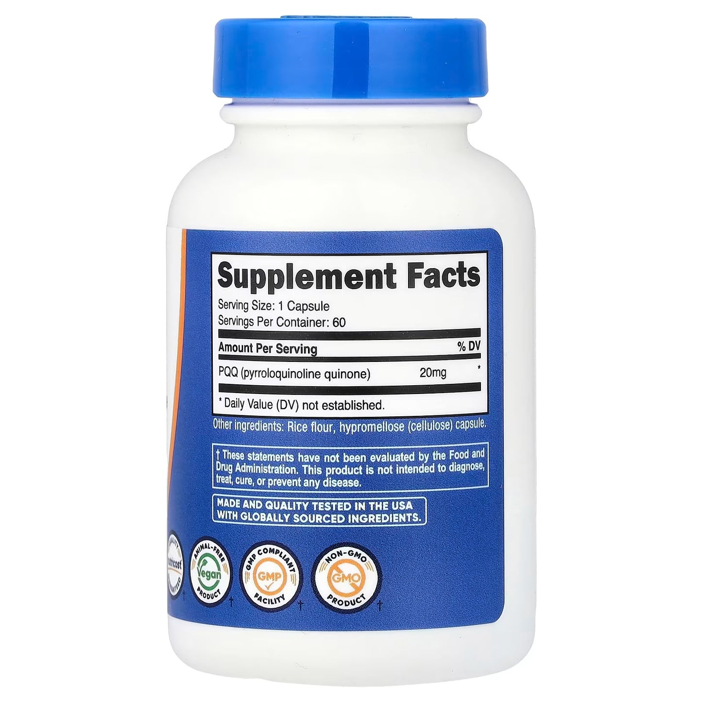 Nutricost PQQ 20mg (Pyrroloquinoline Quinone) – 60 Vegetarian Capsules, GMO-Free & Gluten-Free
