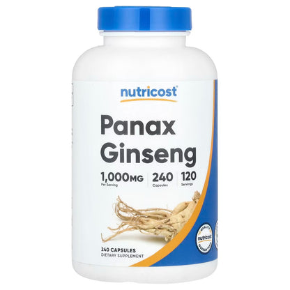 Nutricost Korean Ginseng 1000mg – 240 Capsules, 120 Servings, 500mg Per Capsule, Korean Panax Red Ginseng, Gluten-Free & GMO-Free