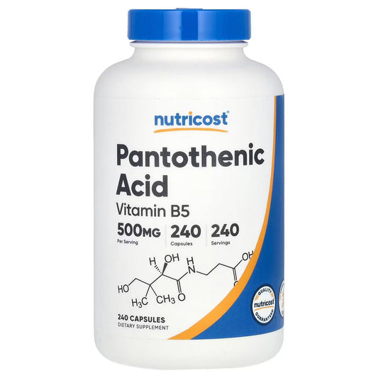 Nutricost Pantothenic Acid (Vitamin B5) 500mg – 240 Capsules, High-Potency Vitamin B5 Supplement