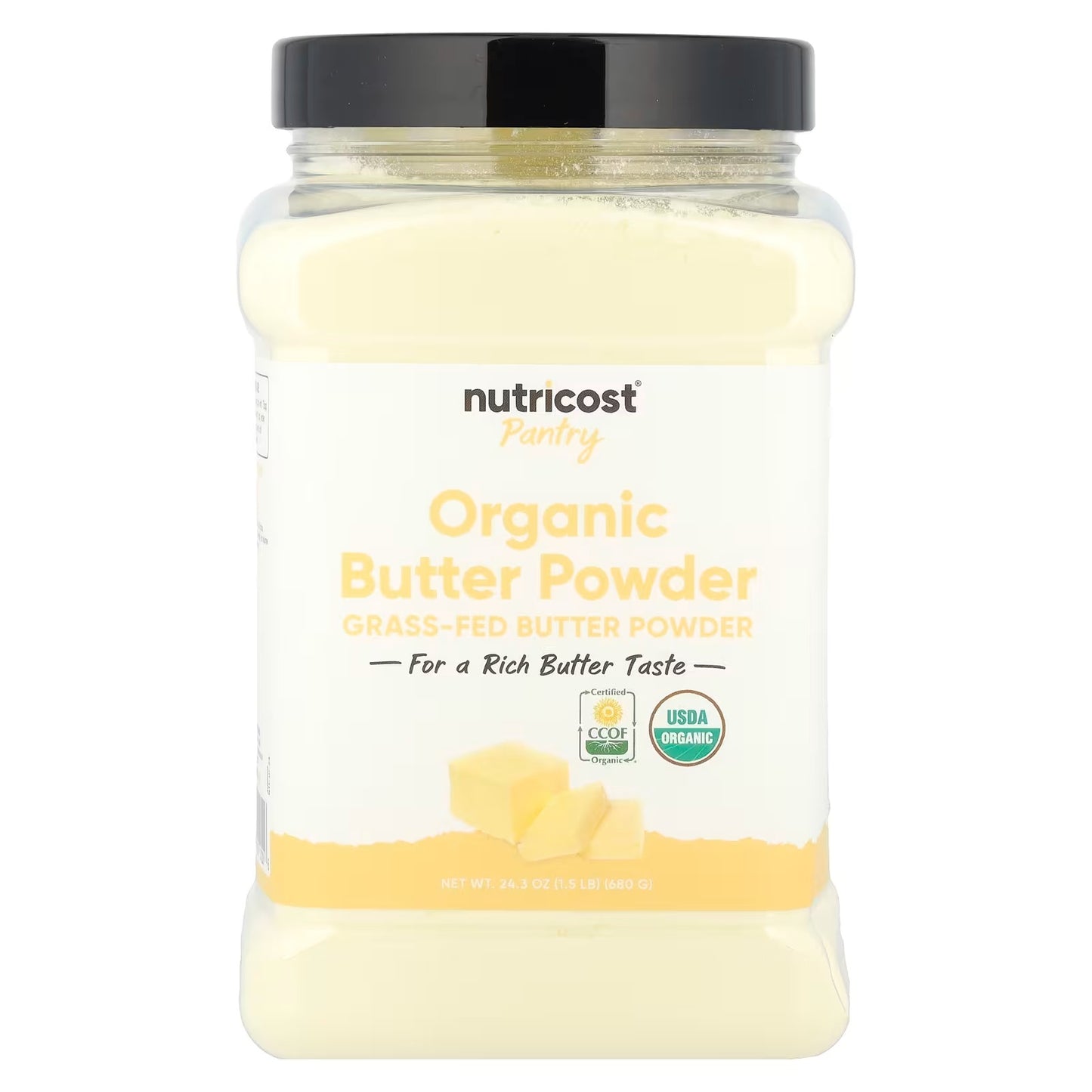 Nutricost Organic Grass-Fed Butter Powder 1.5 lbs (680g) – Premium Dairy Butter Powder