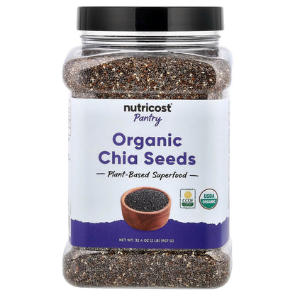 Nutricost Organic Chia Seeds 2 lbs (907g) – Plant-Based Superfood, Natural Pantry Ingredient