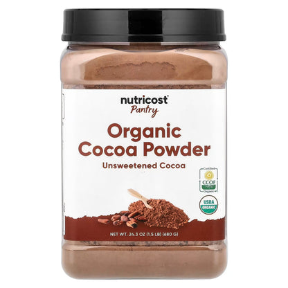 Nutricost Organic Cocoa Powder 1.5 lbs (680g) – Gluten-Free, GMO-Free & Vegan Cocoa Powd