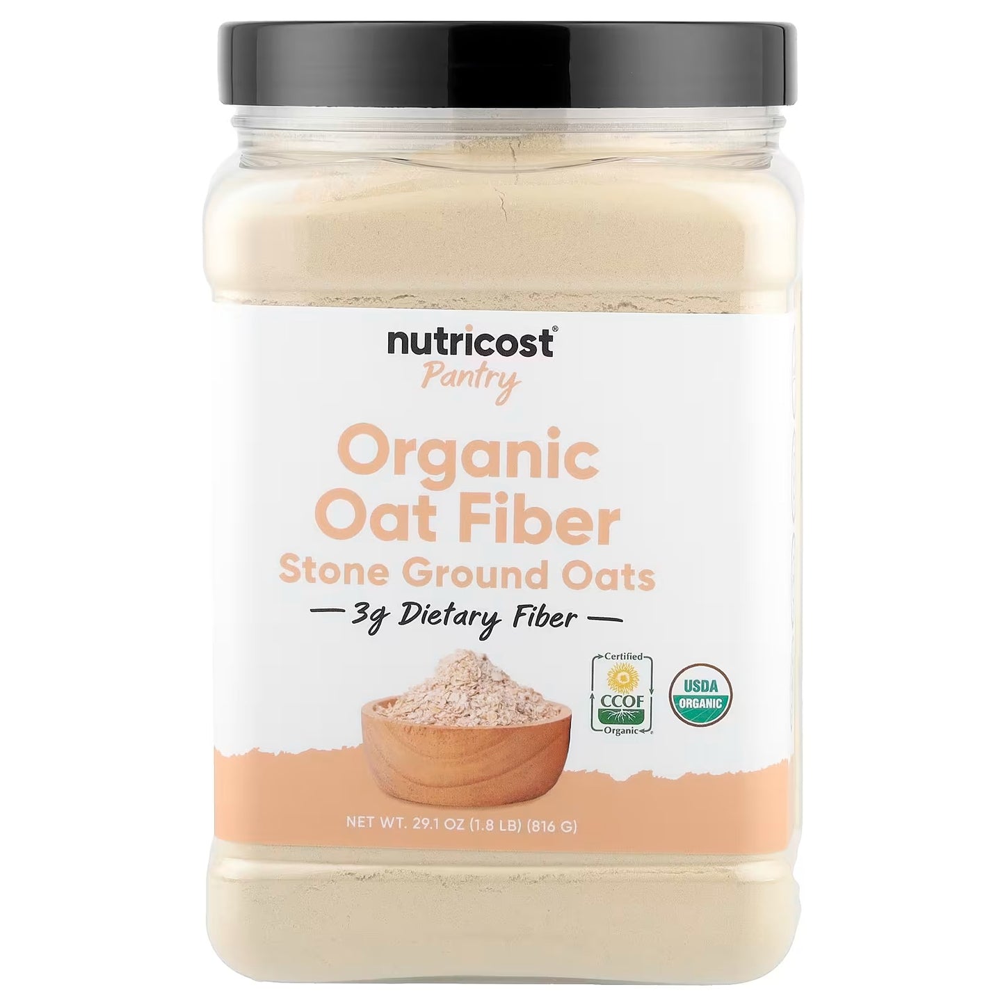 Nutricost Organic Oat Fiber 1.8 lbs (816g) – Stone-Ground Oats, Natural Dietary Fiber