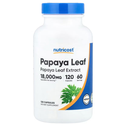 Nutricost Papaya Leaf Extract – 120 Vegan Capsules, 60 Servings, GMO-Free & Gluten-Free