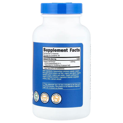 Nutricost Papaya Leaf Extract – 120 Vegan Capsules, 60 Servings, GMO-Free & Gluten-Free