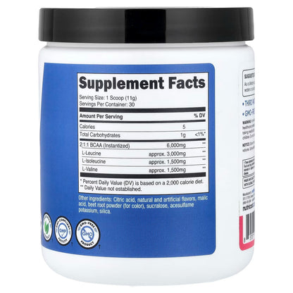 Nutricost BCAA Powder 2:1:1 – Raspberry Lemonade, 90 Servings, Branched-Chain Amino Acid Supplement