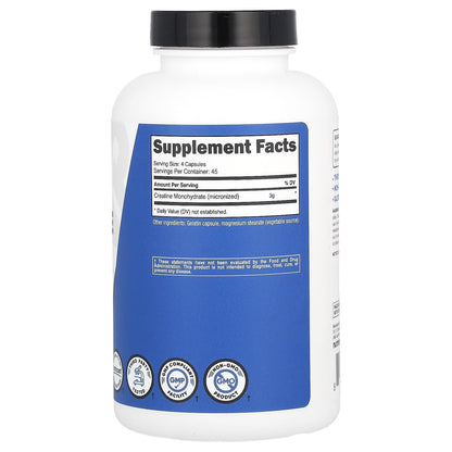 Nutricost Creatine Monohydrate 3000mg – 180 Capsules, 750mg Per Capsule, Gluten-Free & GMO-Free
