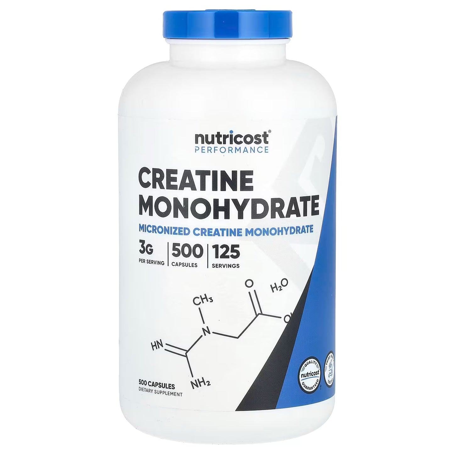 Nutricost Micronized Creatine Monohydrate 3000mg – 500 Capsules, 125 Servings, 750mg Per Capsule