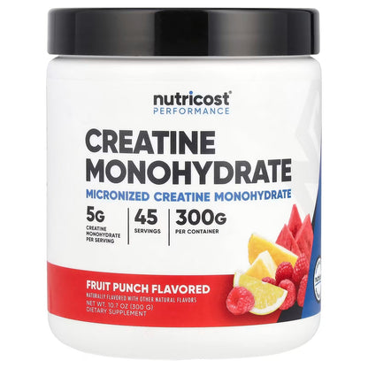 Nutricost Creatine Monohydrate + Hydration Powder – Fruit Punch, 30 Servings, Workout Supplement