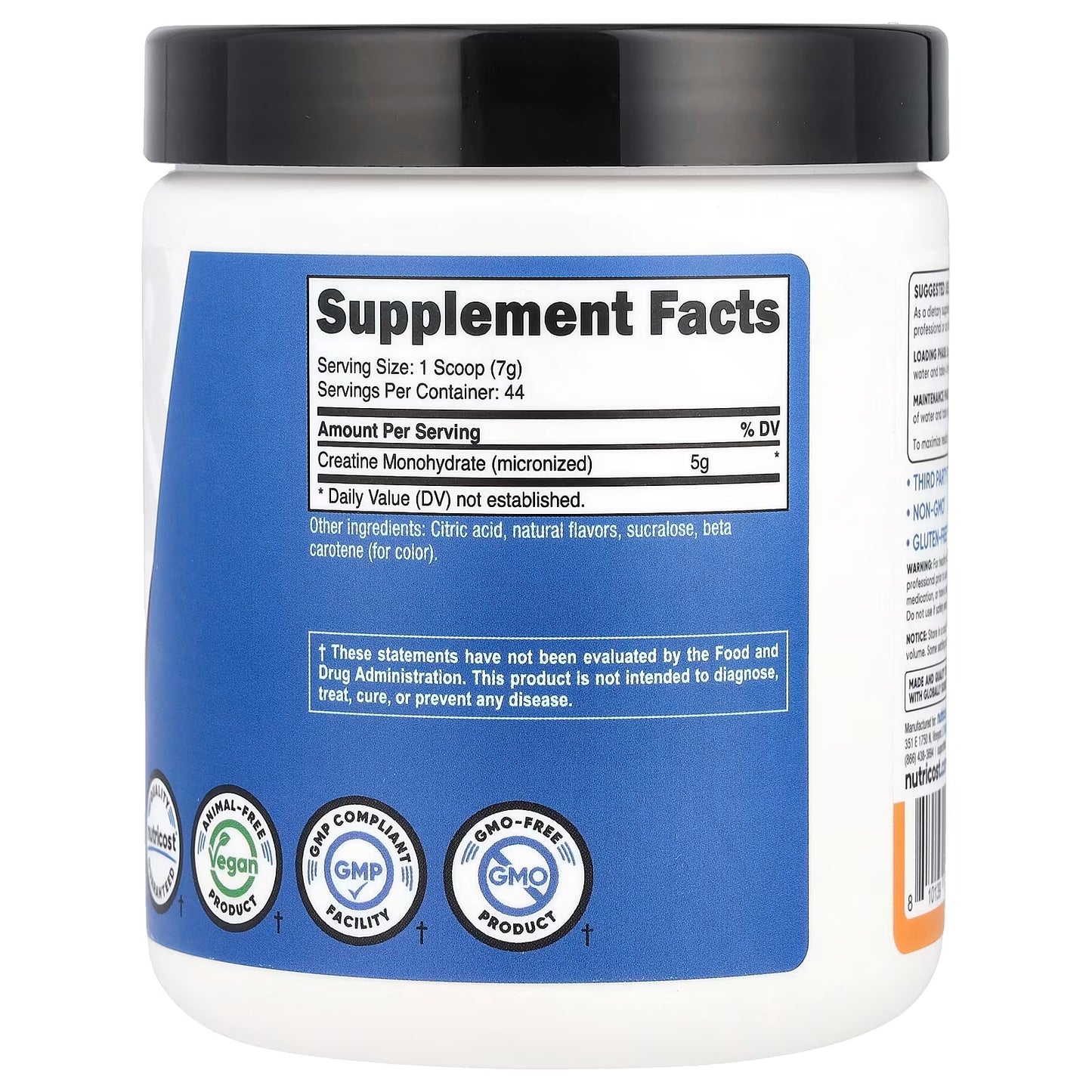 Nutricost Creatine Monohydrate Powder 500g – Mandarin Orange Flavor, Vegan Creatine Supplement