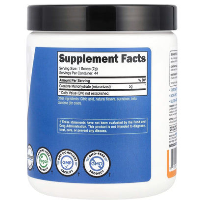Nutricost Creatine Monohydrate Powder 500g – Mandarin Orange Flavor, Vegan Creatine Supplement