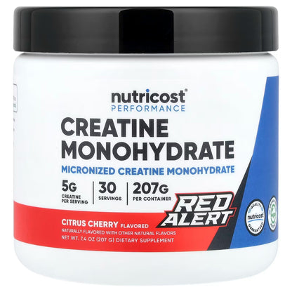 Nutricost Performance Creatine Monohydrate Red Alert 7.4 oz (207g) – Citrus Cherry, Creatine Supplement