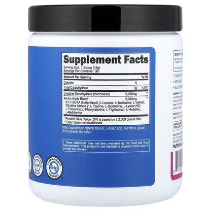 Nutricost Performance Creatine + Aminos 13.3oz (372g) – Grape Flavor, Creatine & Amino Acid Supplement
