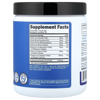 Nutricost Creatine Monohydrate + Hydration – Blue Raspberry, 30 Servings, Creatine & Hydration Supplement