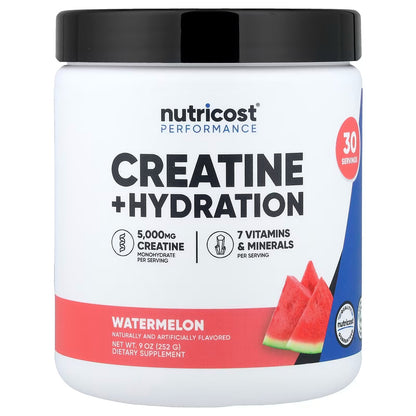 Nutricost Performance Creatine + Hydration 9oz (252g) – Watermelon Flavor, Creatine & Electrolyte Powder