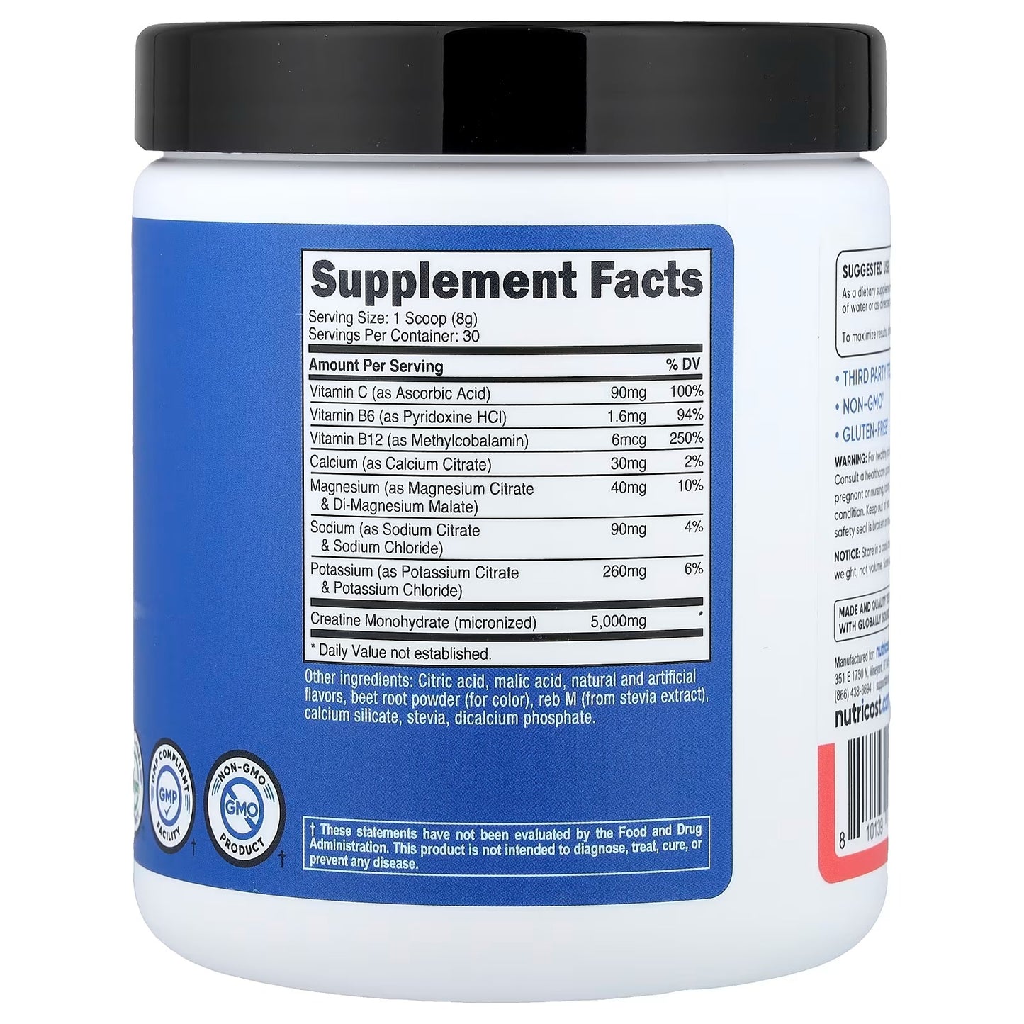 Nutricost Performance Creatine + Hydration 9oz (252g) – Watermelon Flavor, Creatine & Electrolyte Powder