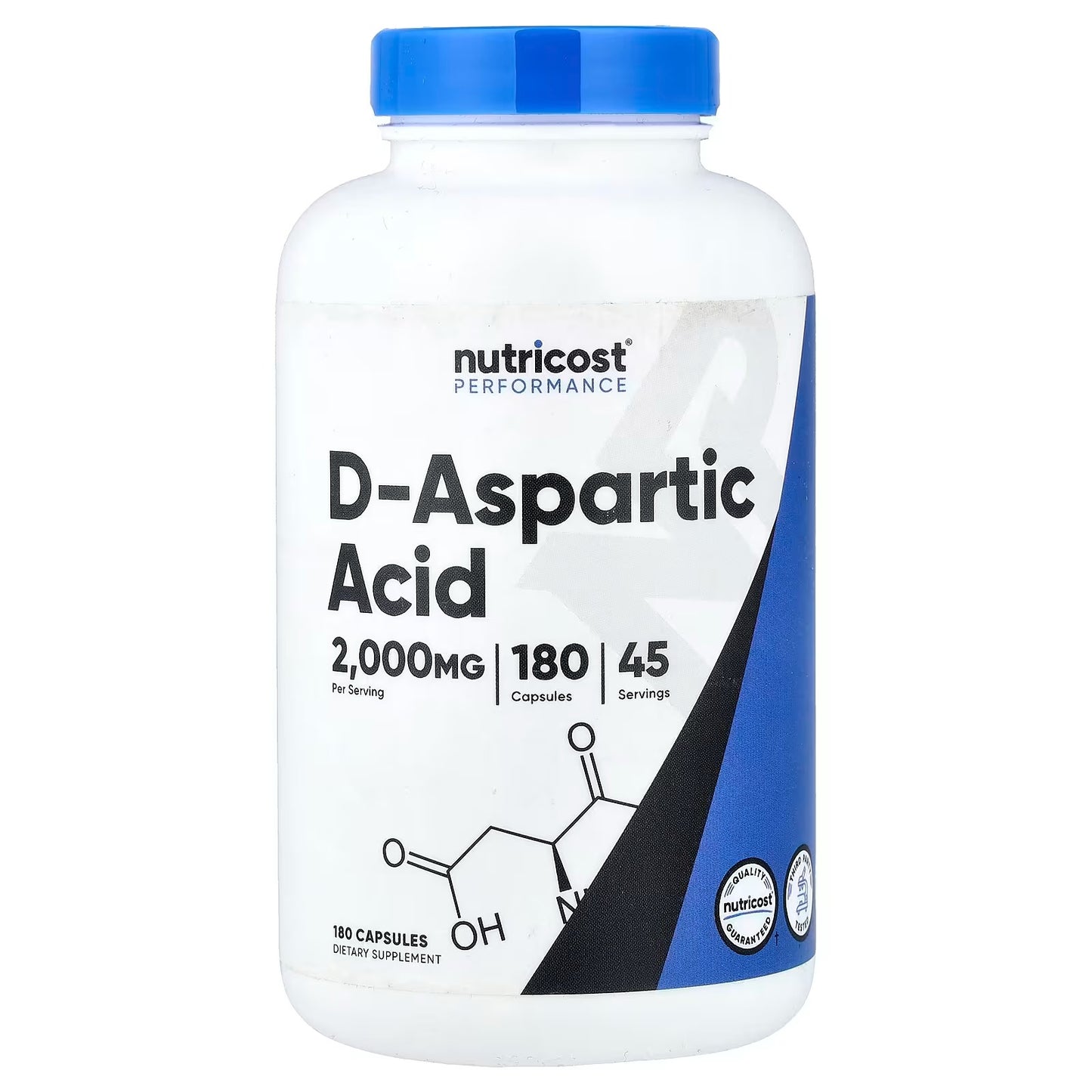 Nutricost D-Aspartic Acid (DAA) – 180 Capsules, 2 Bottles, Amino Acid Supplement