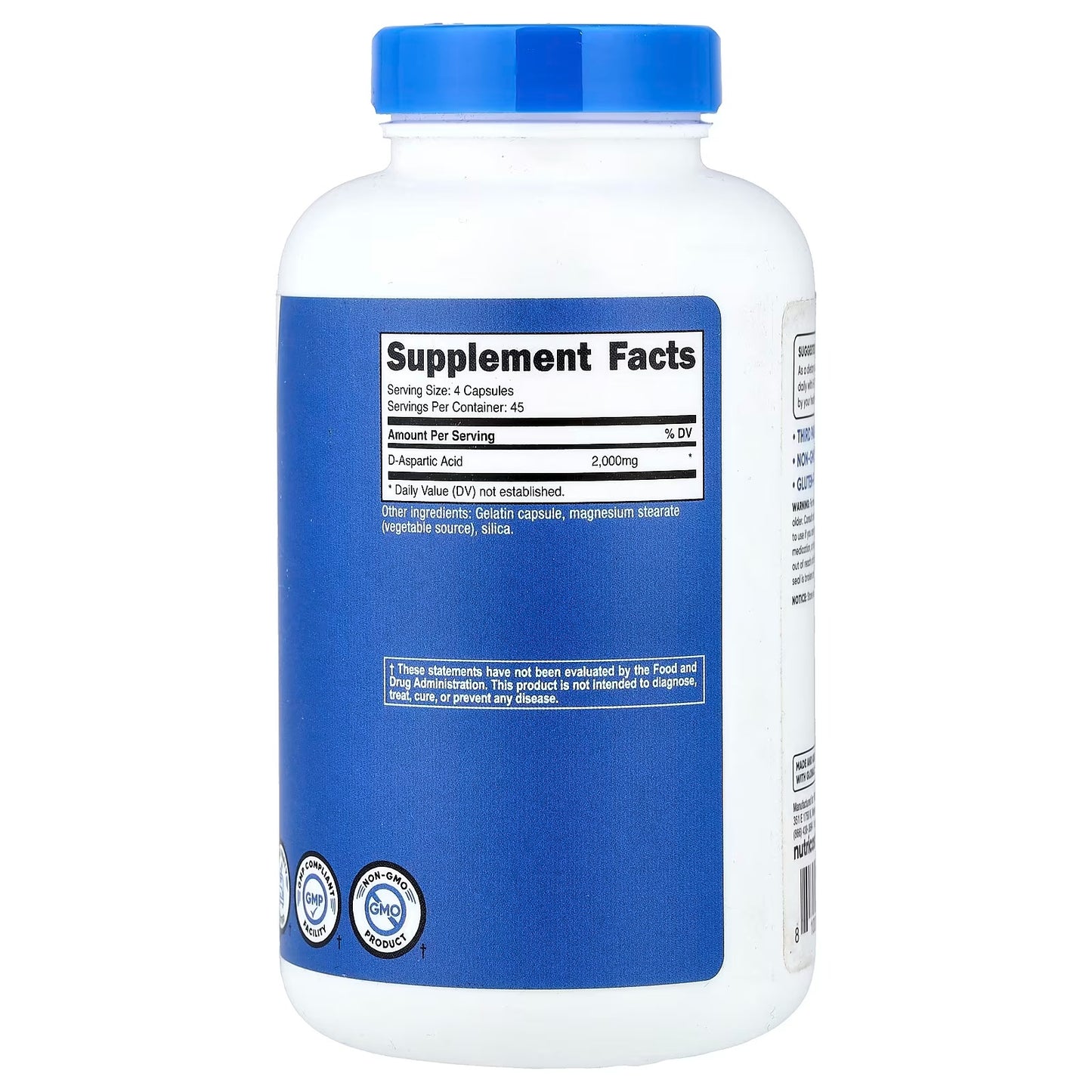 Nutricost D-Aspartic Acid (DAA) – 180 Capsules, 2 Bottles, Amino Acid Supplement
