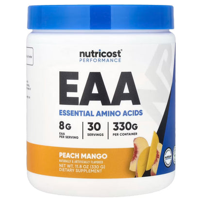 Nutricost EAA Powder – Peach Mango Essential Amino Acids, 30 Servings, Gluten-Free, GMO-Free & Vegetarian-Friendly