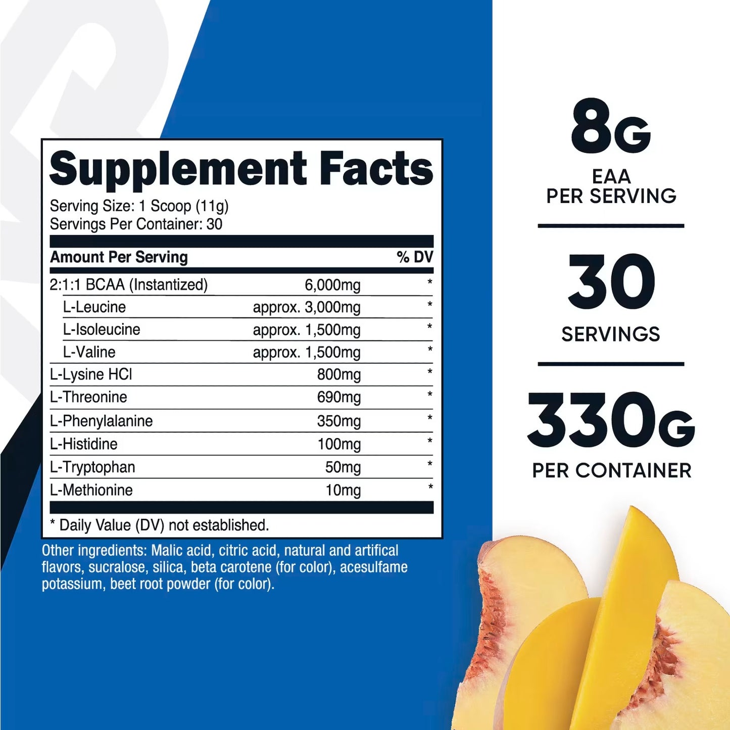 Nutricost EAA Powder – Peach Mango Essential Amino Acids, 30 Servings, Gluten-Free, GMO-Free & Vegetarian-Friendly